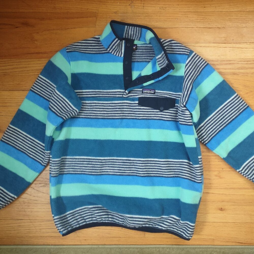 Patagonia Synchilla Snap-T Pullover Women's Small Blue Striped Fleece